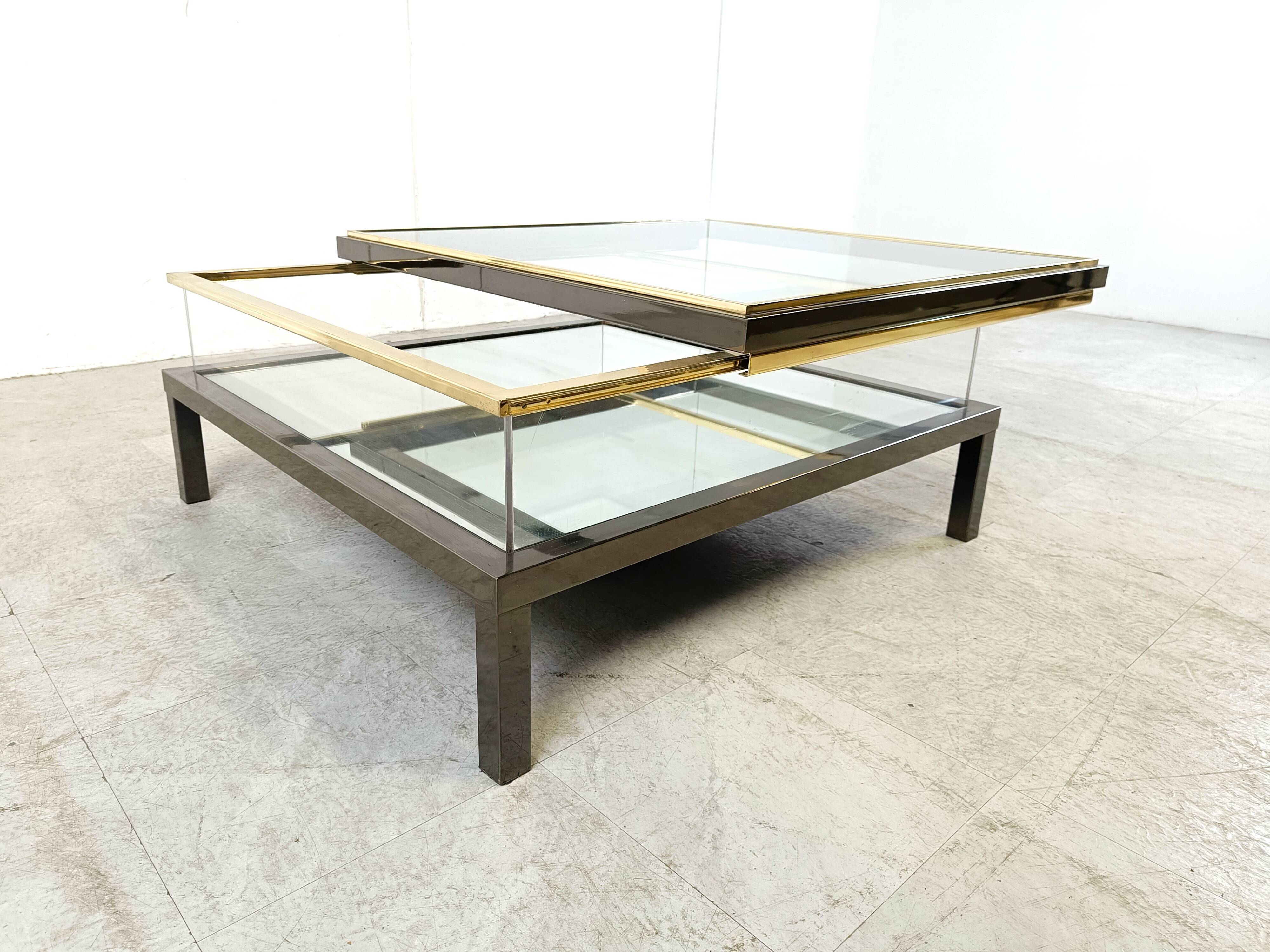 Vintage sliding glass coffee table, 1970s