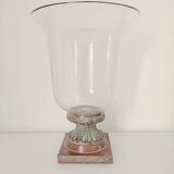 Metal foot glass vase