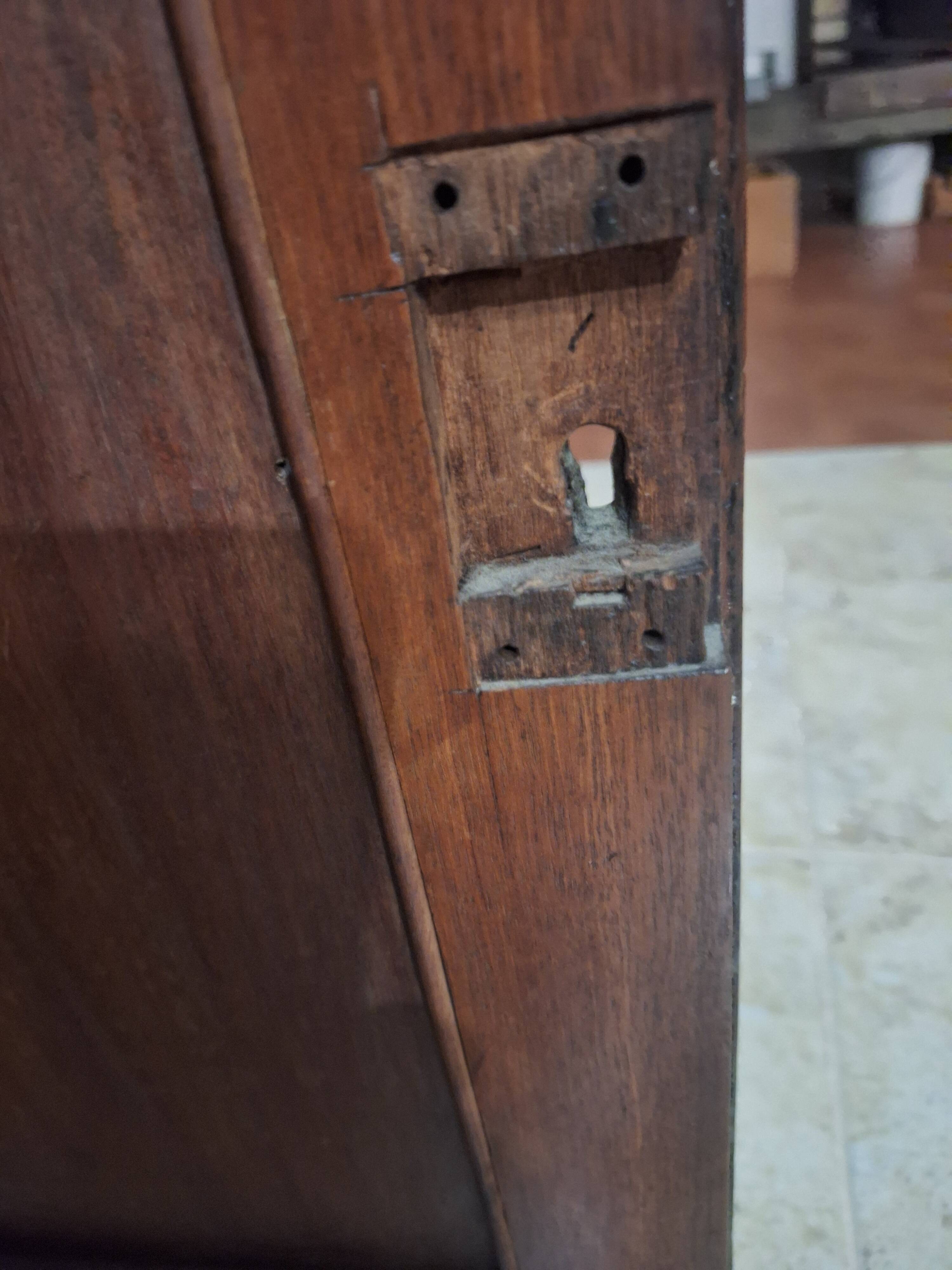 Desk, English writing desk with glass-fronted bookcase