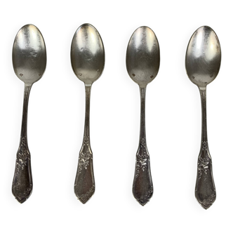 4 small silver metal spoons