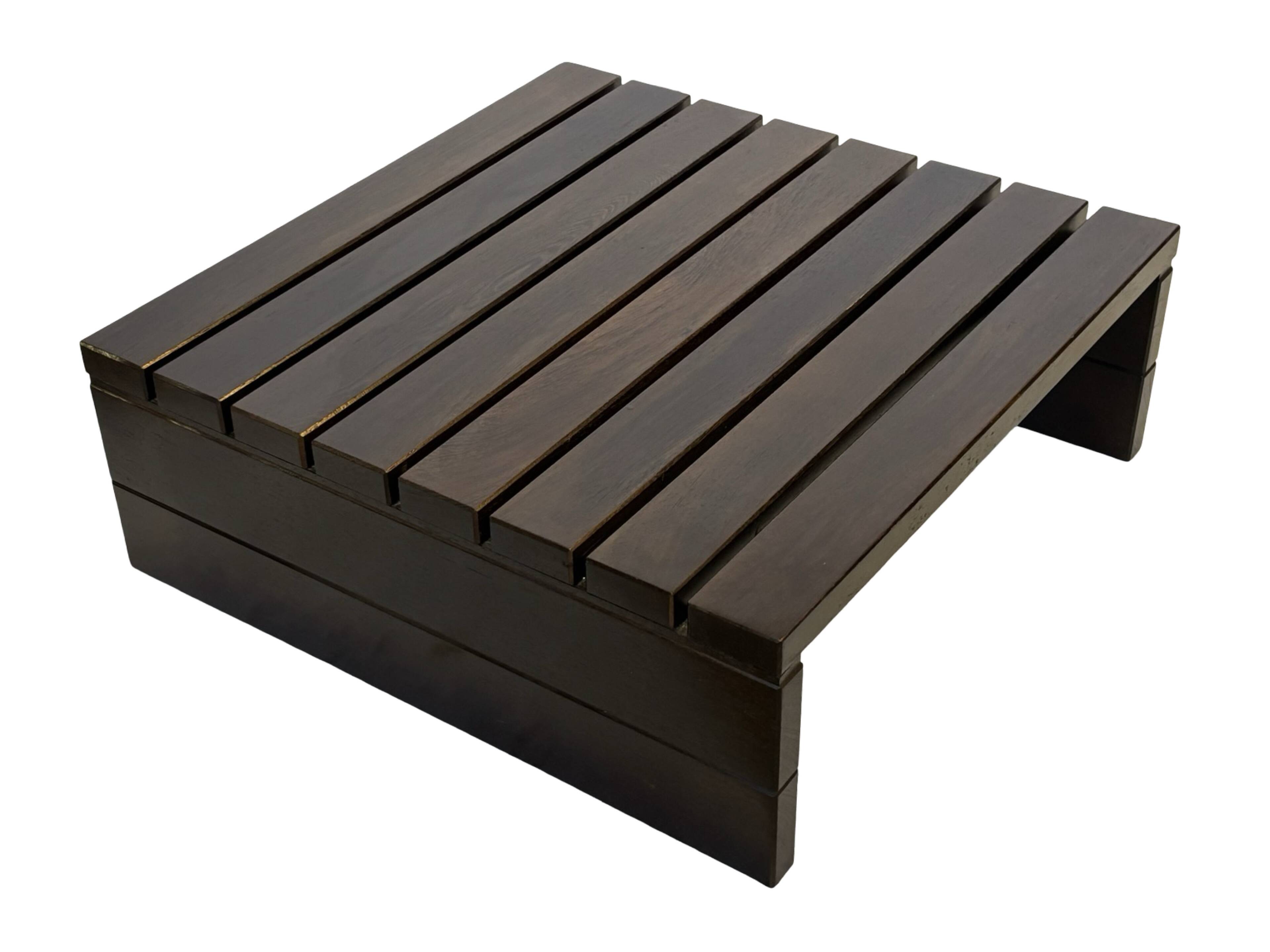 Vintage slatted coffee table design Wenge solid 70s minimalist