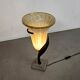 Large Jugendstil floor / table lamps, Roberto Galli, stone base with Italian glass shade