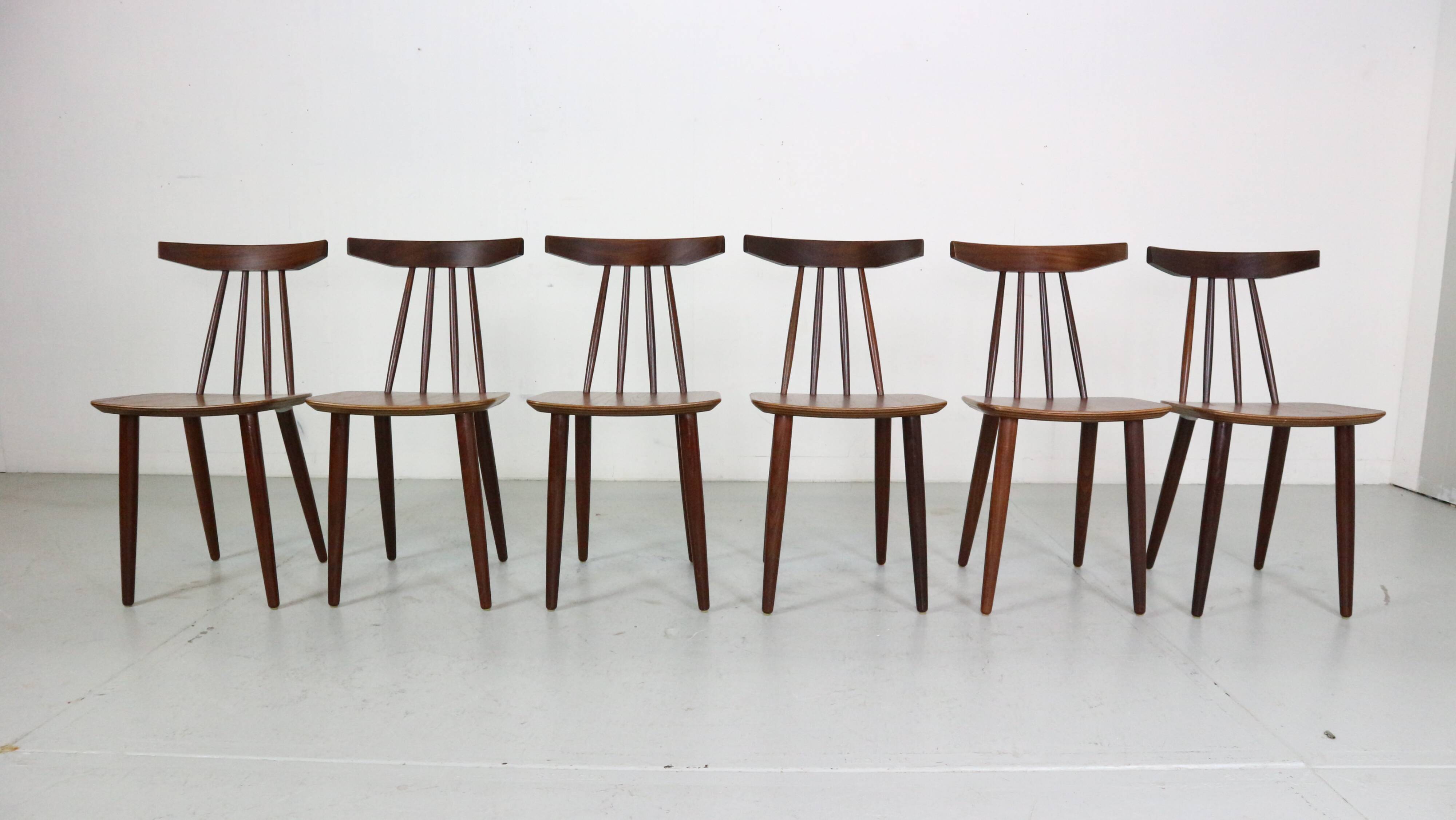 Poul Volther Set Of 6 Dinning Room Chairs "3705" For Fremel Røjle, Denmark, 1960