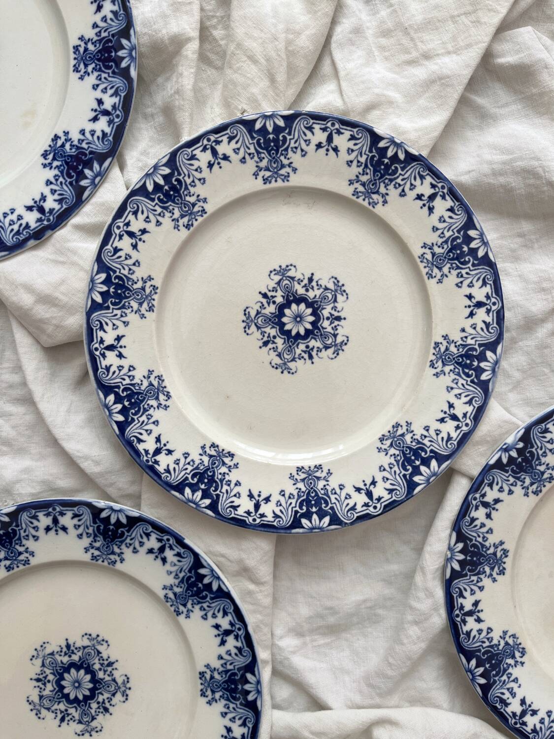 4 ironstone dessert plates "Rouen" JVB Jules Vieillard Bordeaux