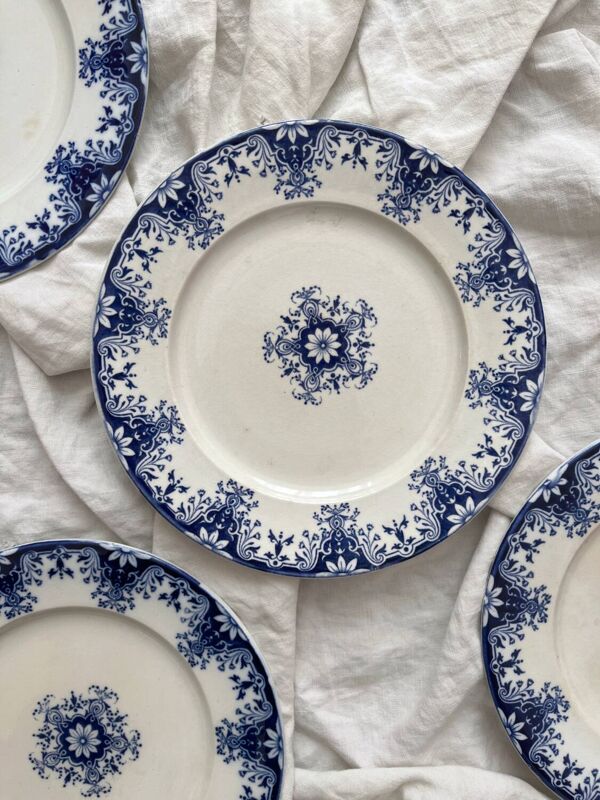 4 assiettes à dessert en terre de fer « Rouen » JVB Jules Vieillard Bordeaux