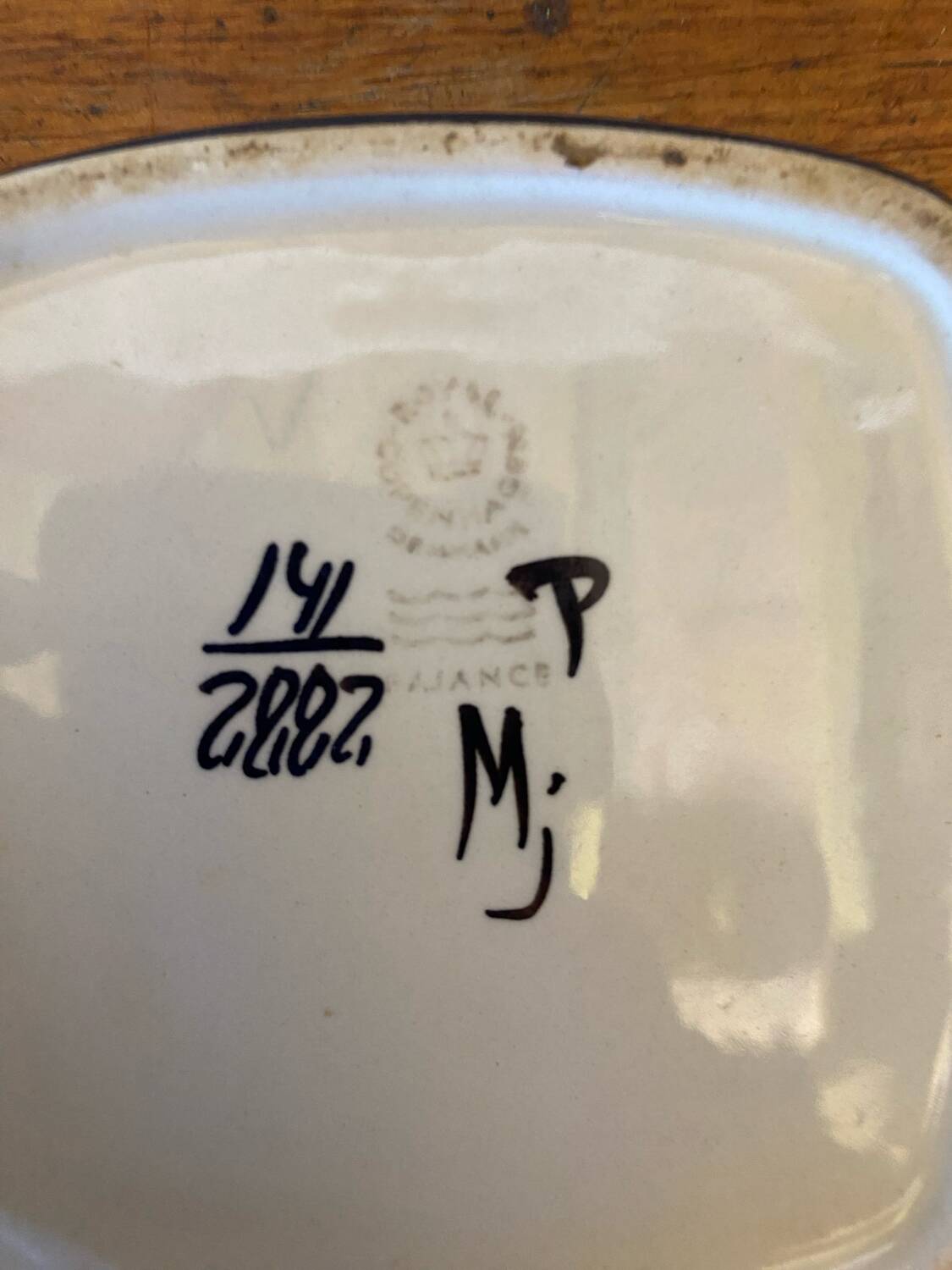 Antique Royal Copenhagen Ceramic Painted White Blue Vintage Empty Pocket