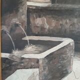 Painting on canvas, Fontaine Saint Paul de Vence signed LAINAS