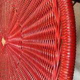 Scoubidou and rattan coffee table
