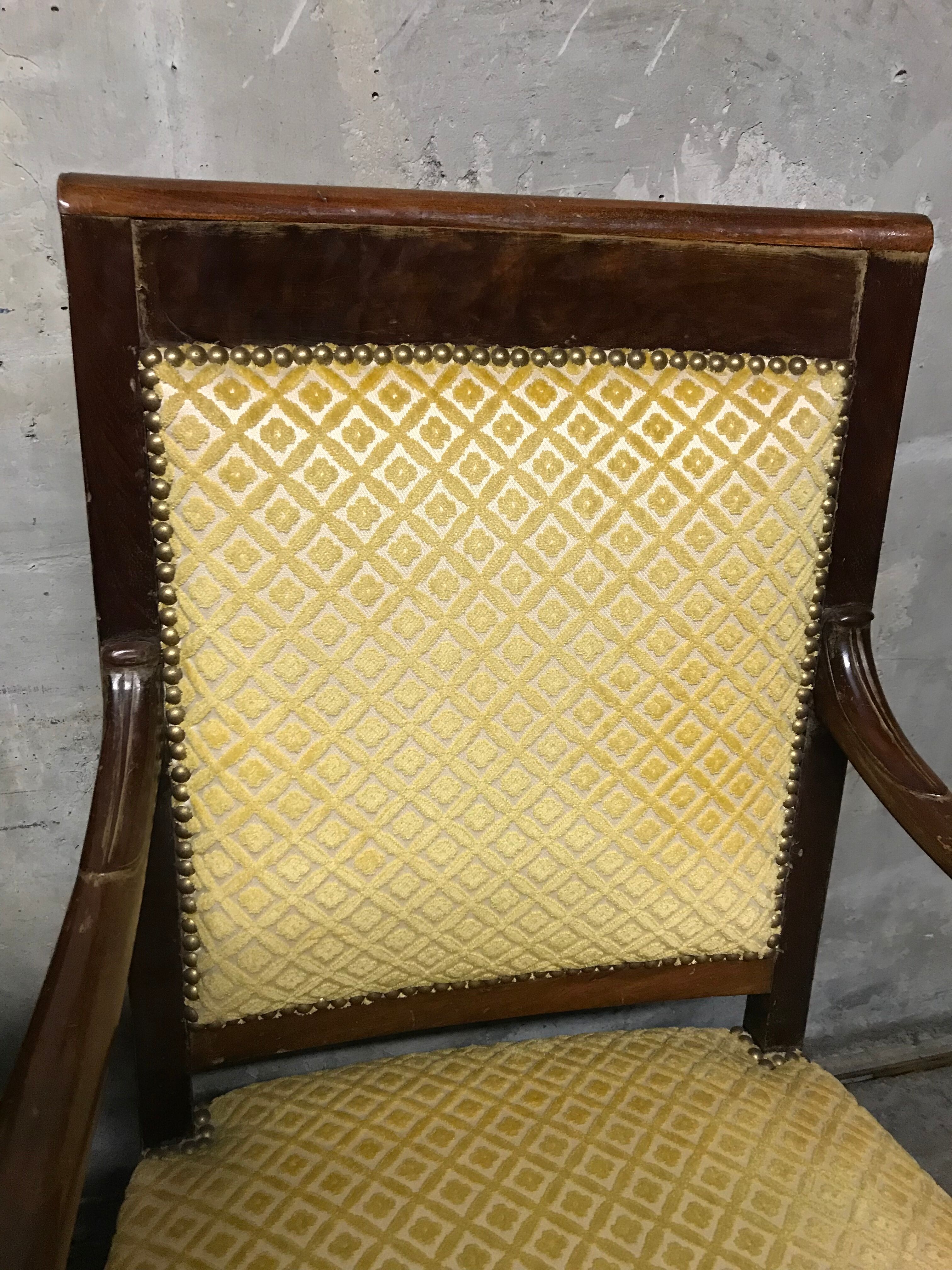 Pair of armchairs catering Empire mahogany 19th