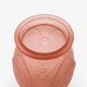 Art Deco vase, pressed moulded glass, pink with geometric decoration.