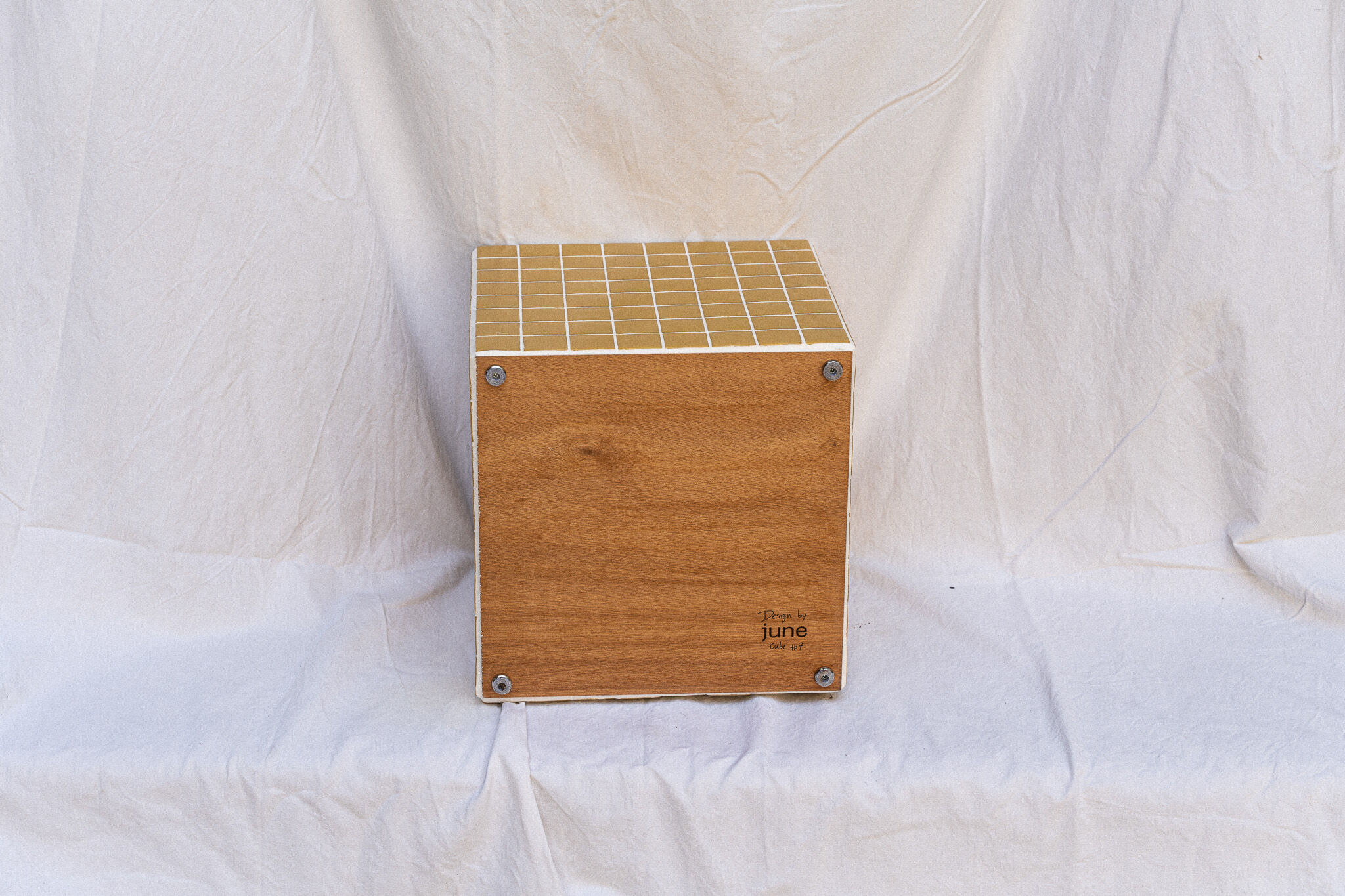 Mustard yellow cube side table 33x33 cm