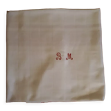 Damask cotton tablecloth - red bedding - Encrypted B.M - 50s