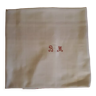 Nappe damassé de coton, liteaux rouge, chiffrée B.M, années 50