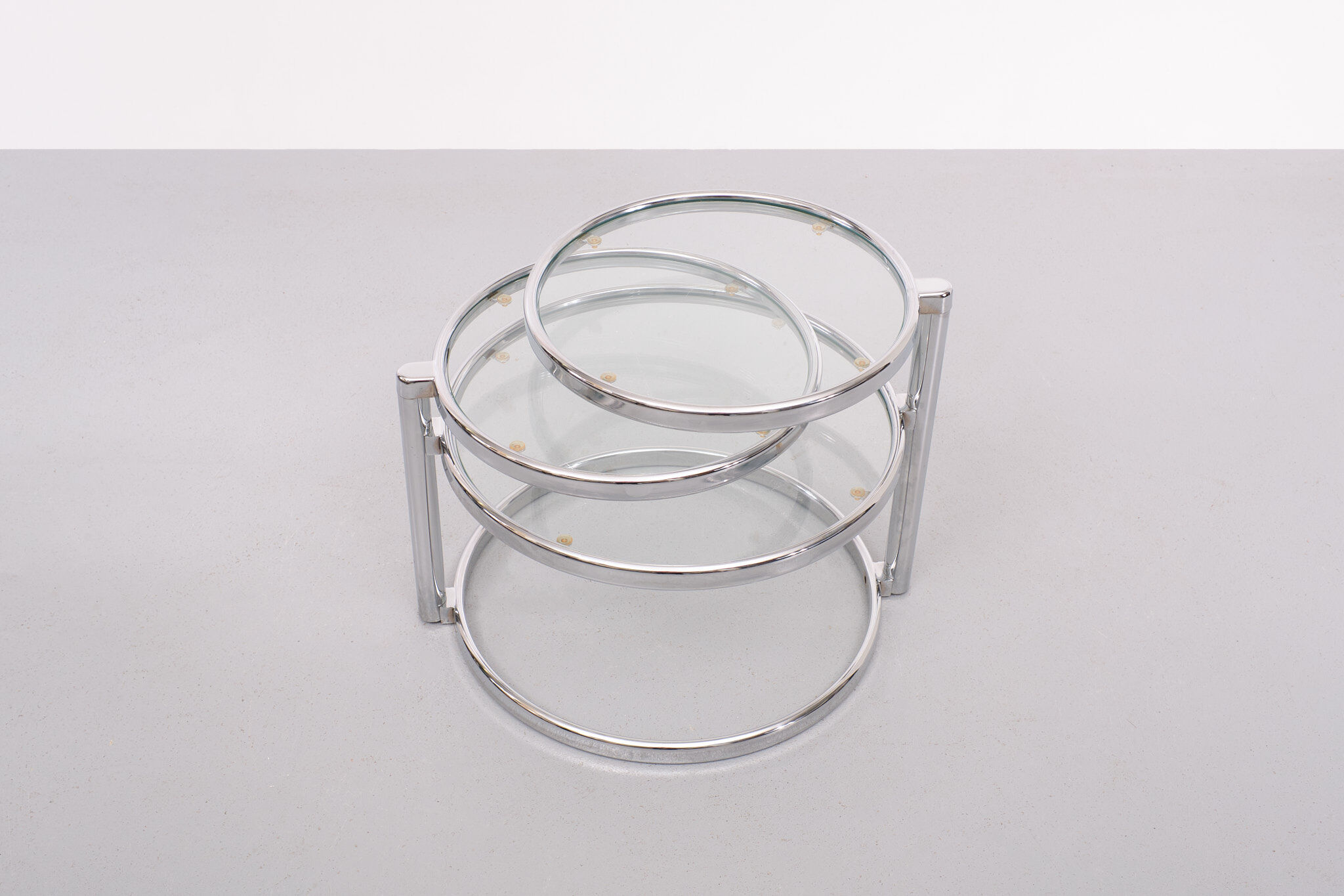 Milo Baughman Style Chrome Swivel Coffee Table 1970s