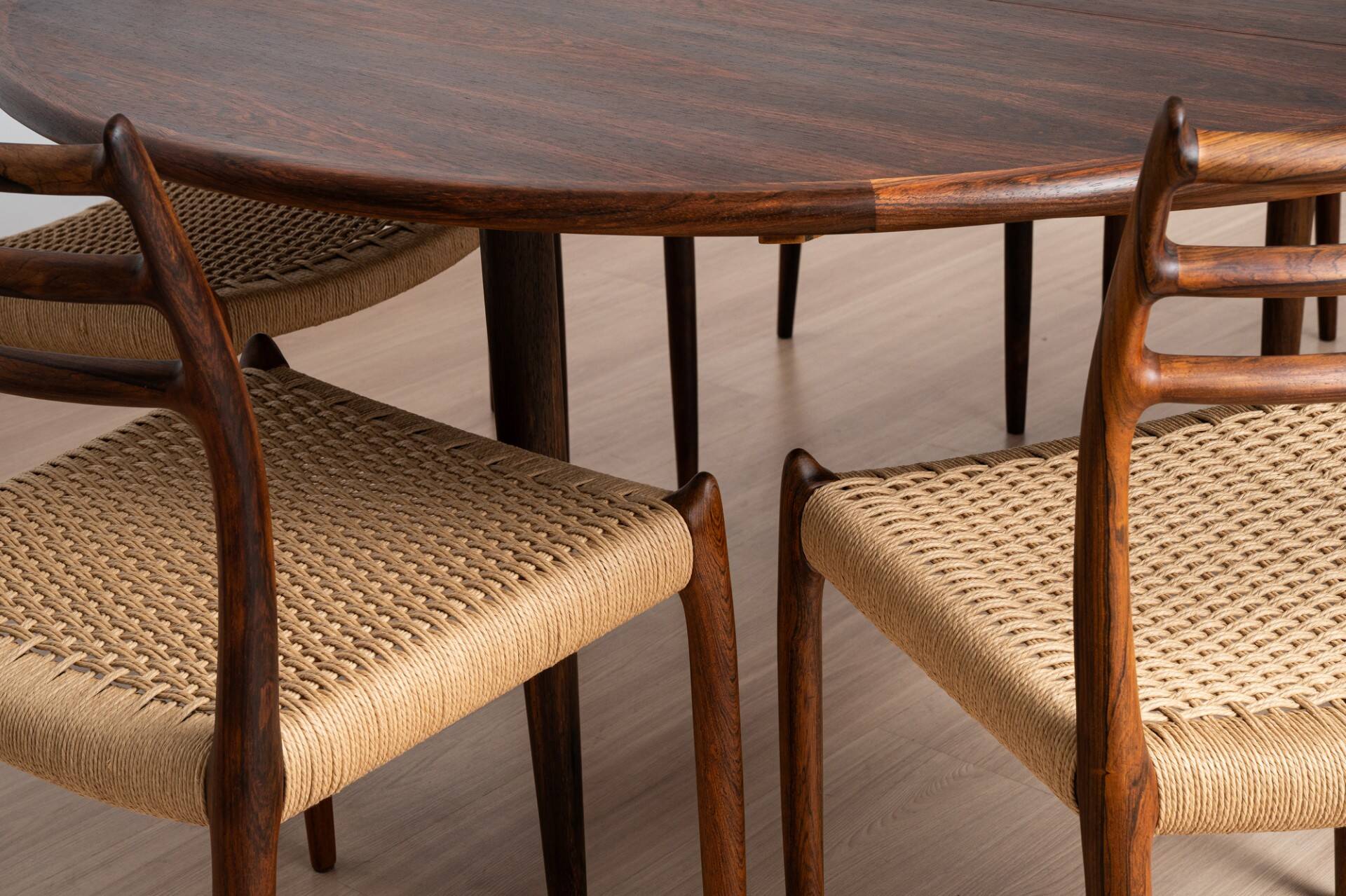 Niels Otto Møller Model 15 Dining Table with Six Model 78 Chairs, J.L. Møll