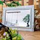 Antique rectangular mirror, hammered metal frame 35 x 25 cm