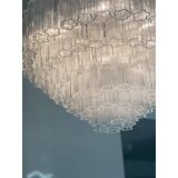 Contemporary transparent "tronchi" murano glass chandelier in venini style