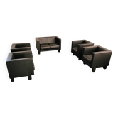4 x Fauteuils / canapé Poltrona Frau Moji en cuir noir par Shigeru Uchida