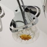 Mazzega Mid-Century Modern Italian Murano Glass and Steel Chandelier, 1970s