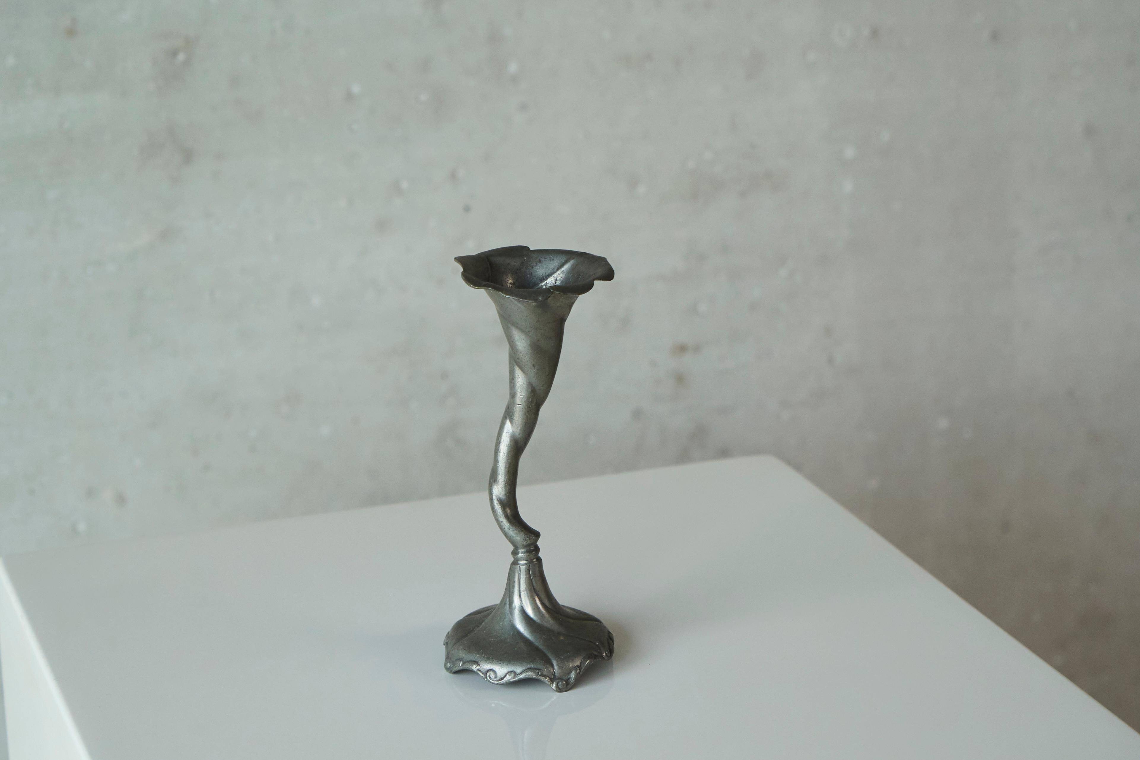 Art Nouveau chandelier sculptural in tin around 1900