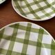 Lot of vintage checkered green dessert plates Moulin des Loups model.