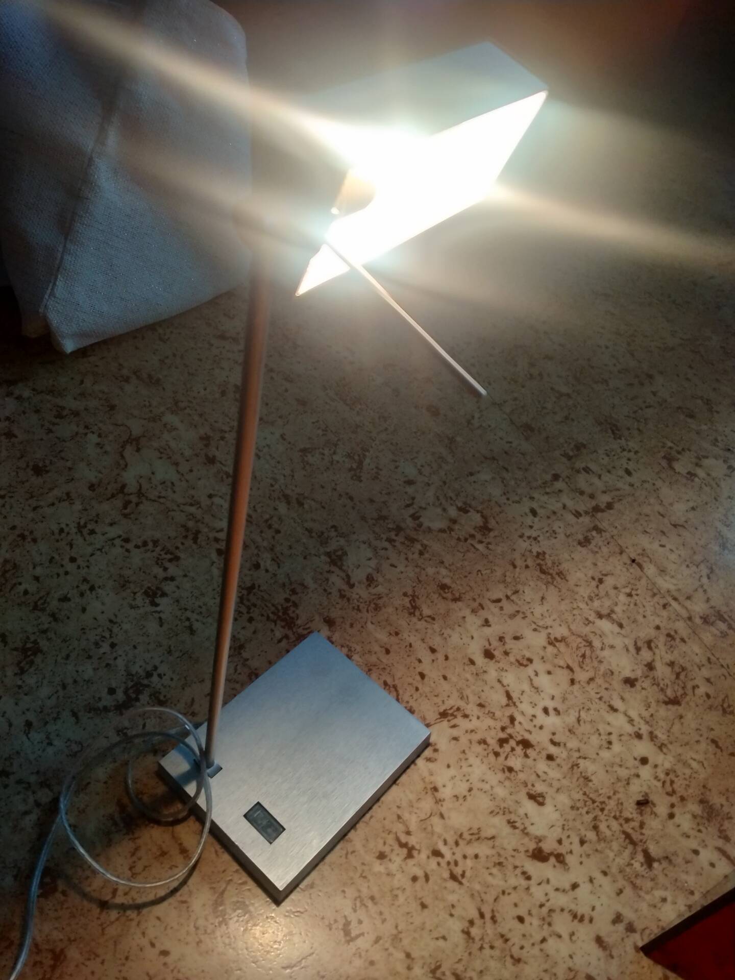 Brushed aluminium lamp, solid, from 2006.