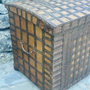 Imposing Indian Chest in Exotic Wood and Wrought Iron