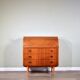 Mid-century Danish style vintage Swedish teak desk drinks cabinet by Egon Ostergaard