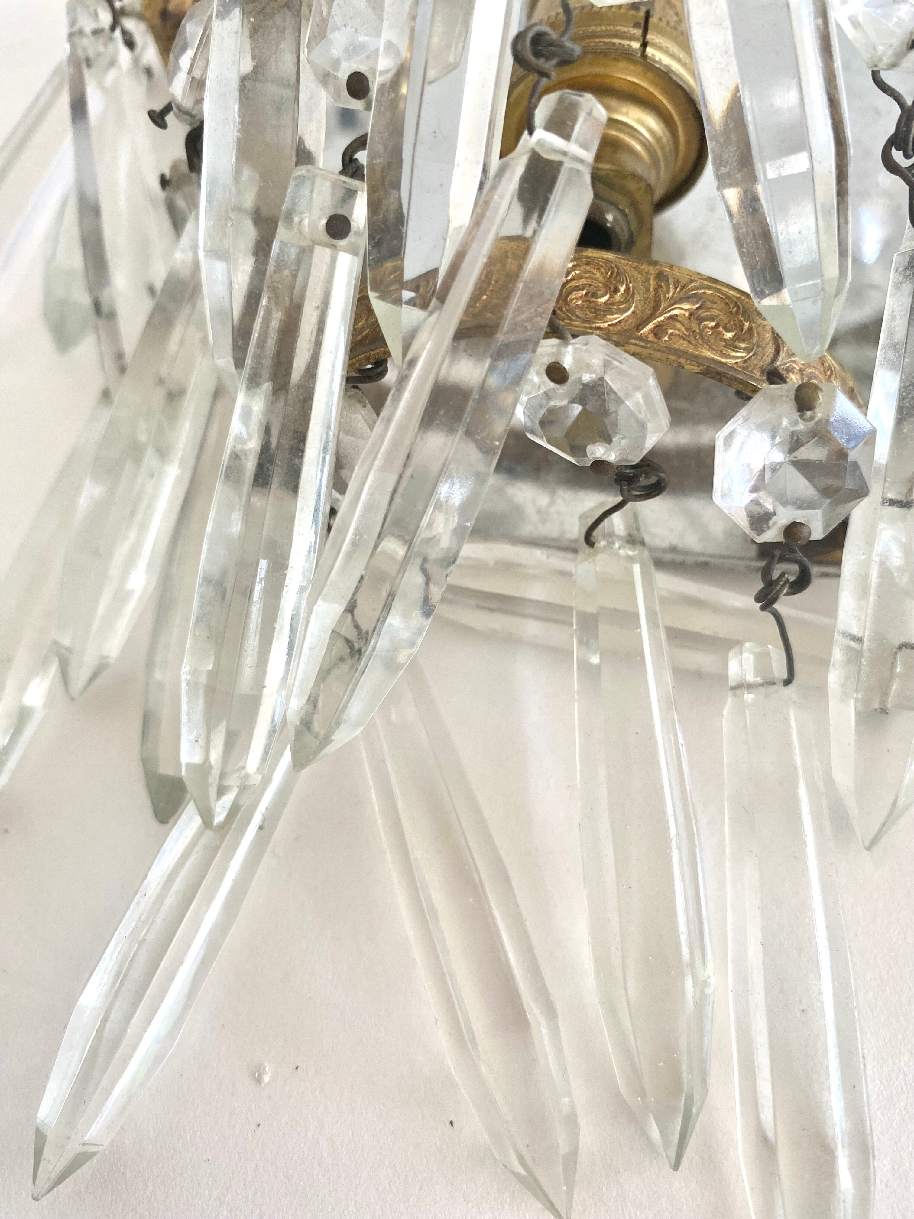 Wall lamp glass, brass, 50s