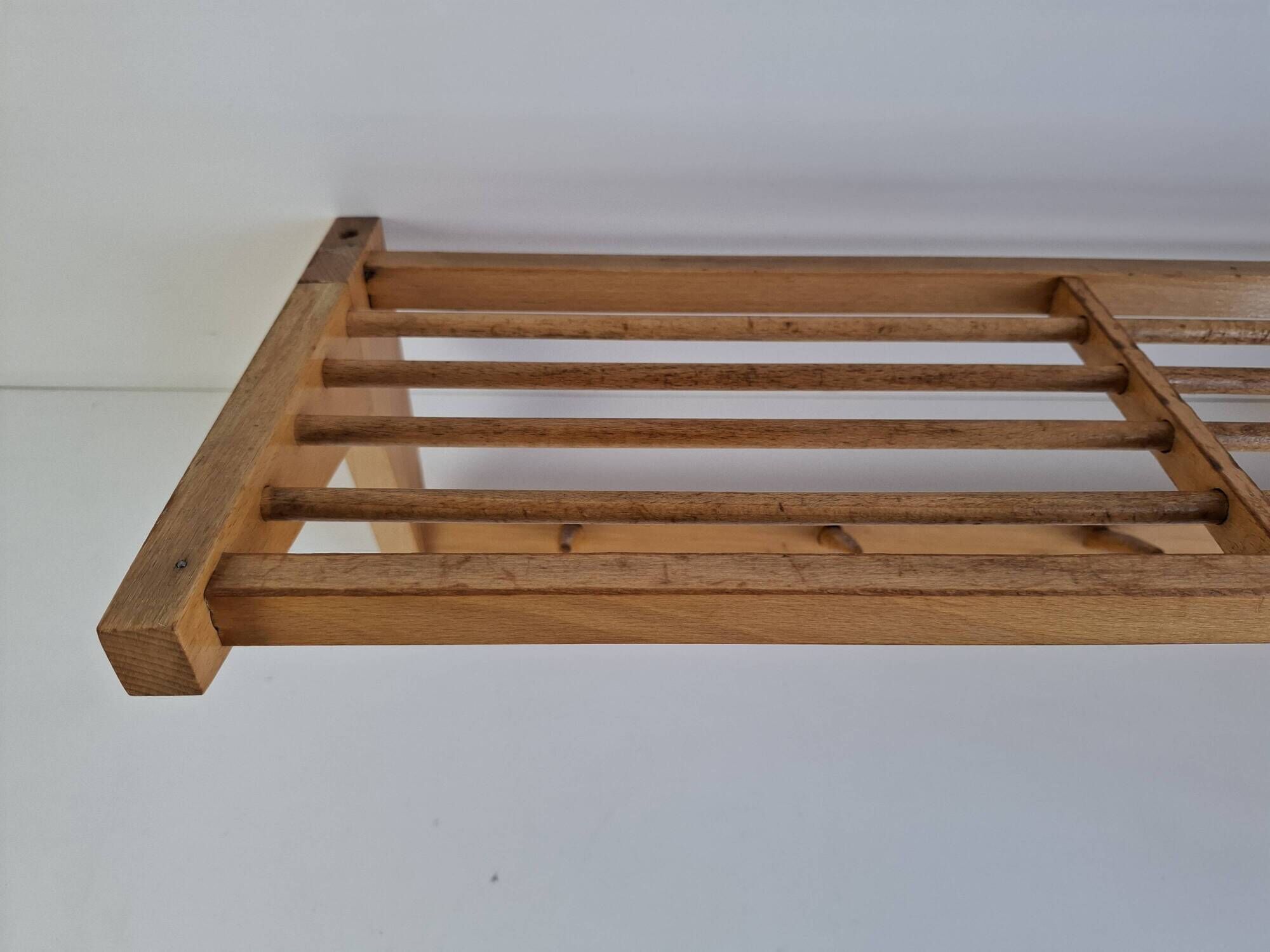 ULUV Czechoslovakian Mid-Century Wooden Wall Coat Rack, circa 1970