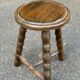 2 tripod stools in turned solid wood, Charles Dudouyt style, 1960.