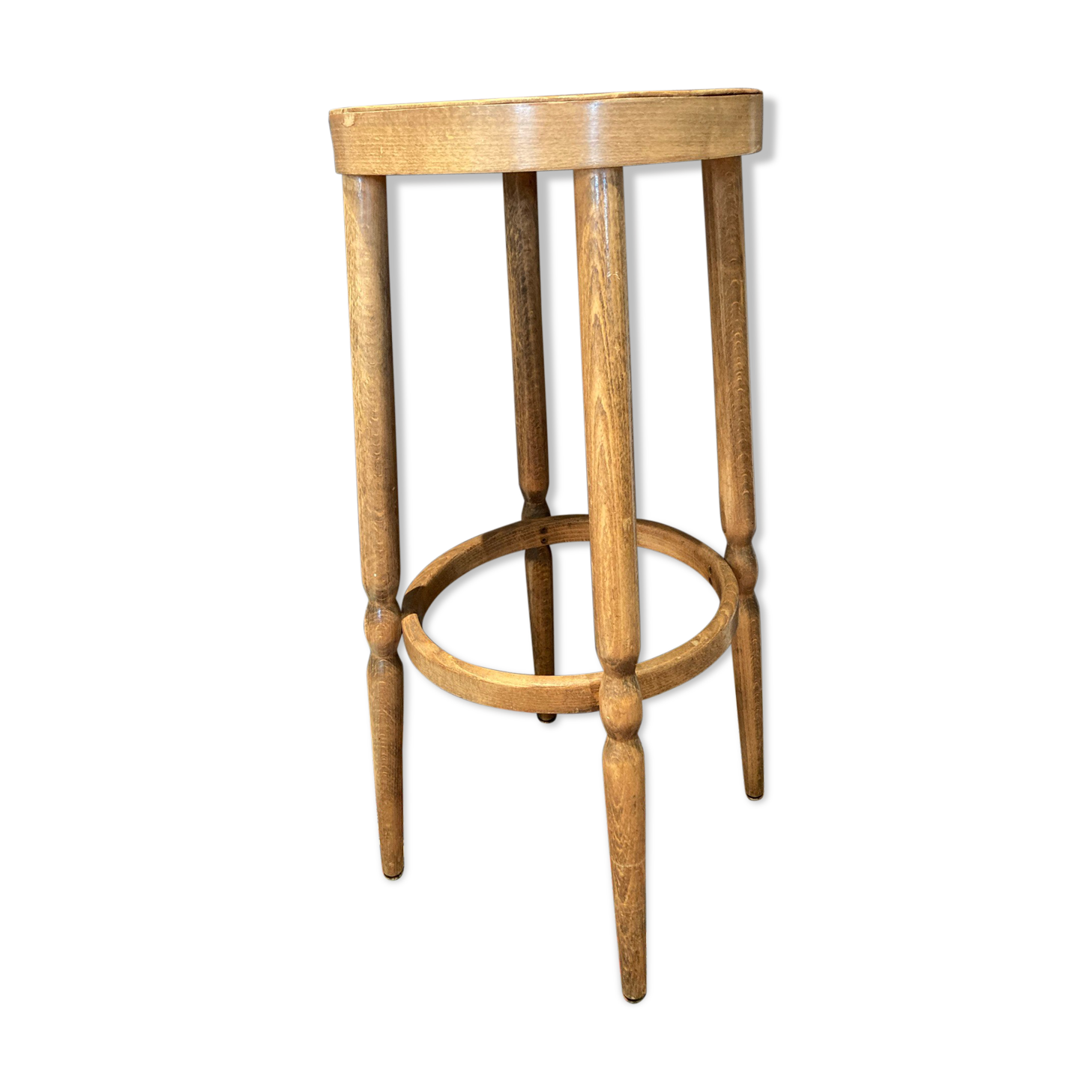 High curved wooden stool