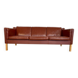 Vintage Danish mid-century Mogens Hansen 3-person cognac leather sofa