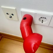 Vintage Danska Red Robot Wall Lamp, Space Age DL Lampen, 1970s Denmark