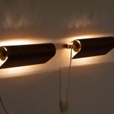 Pair of Scandinavian wall lights in teak from the 1960s.