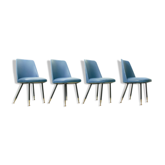 Set of 4 italian dining chairs with brass feet, 1950s