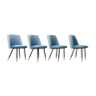 Ensemble de 4 chaises de salle à manger italiennes avec pieds en laiton, années 1950