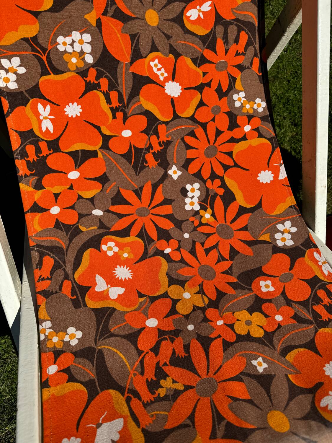 Old vintage flower deckchair