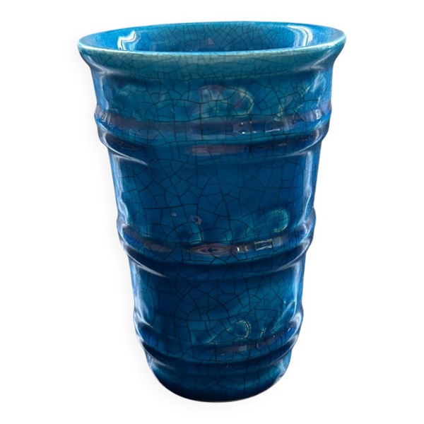 Vase bleu en raku