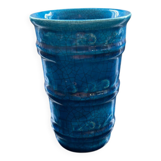 Vase bleu en raku