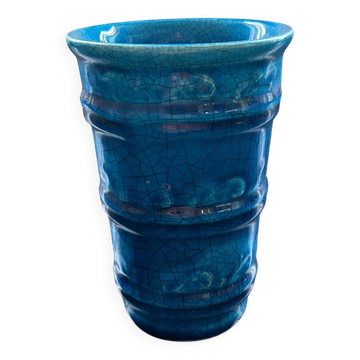 Blue raku vase