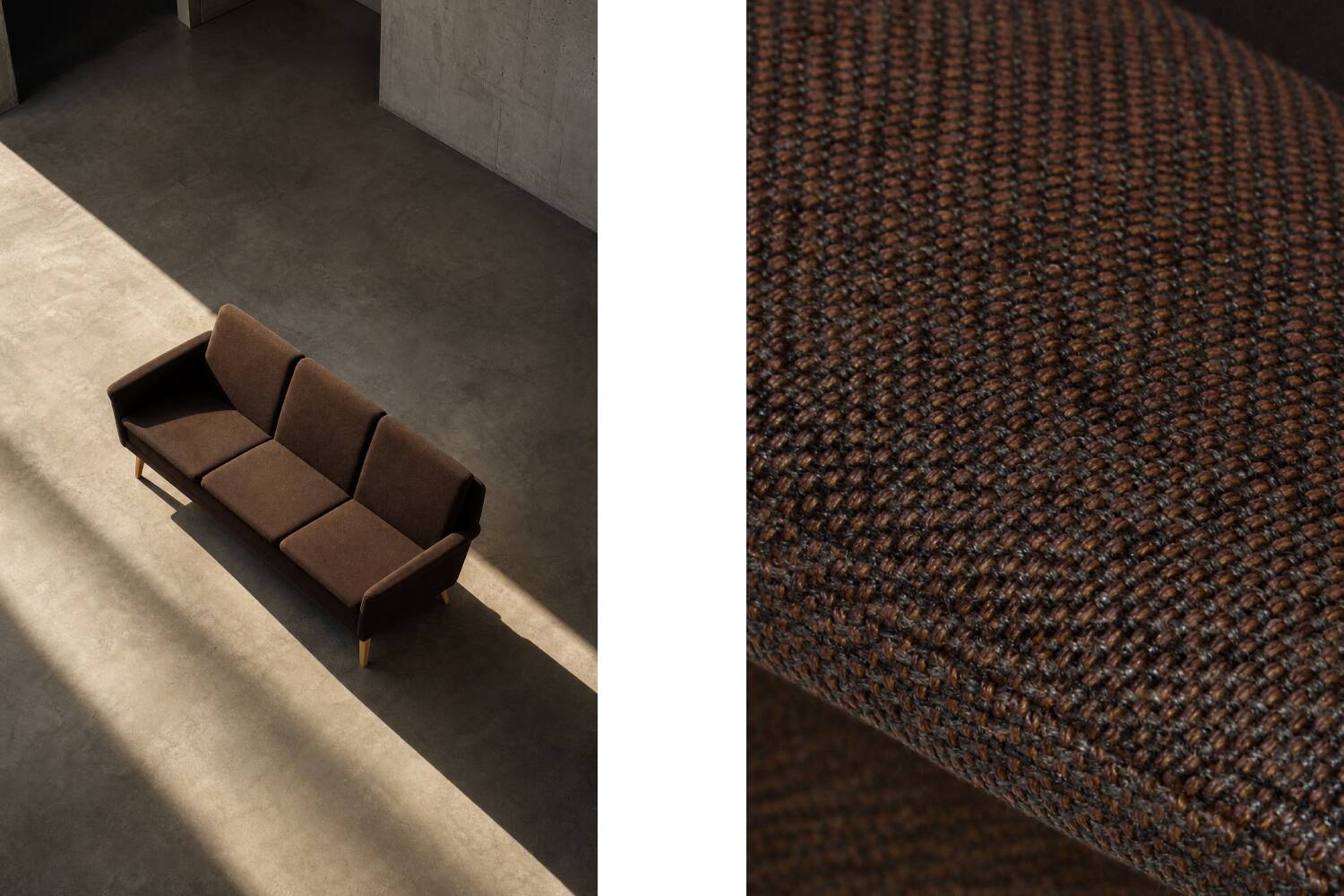 Mid-Century Danish Brown 3-Seater Sofa by Folke Ohlsson for Fritz Hansen