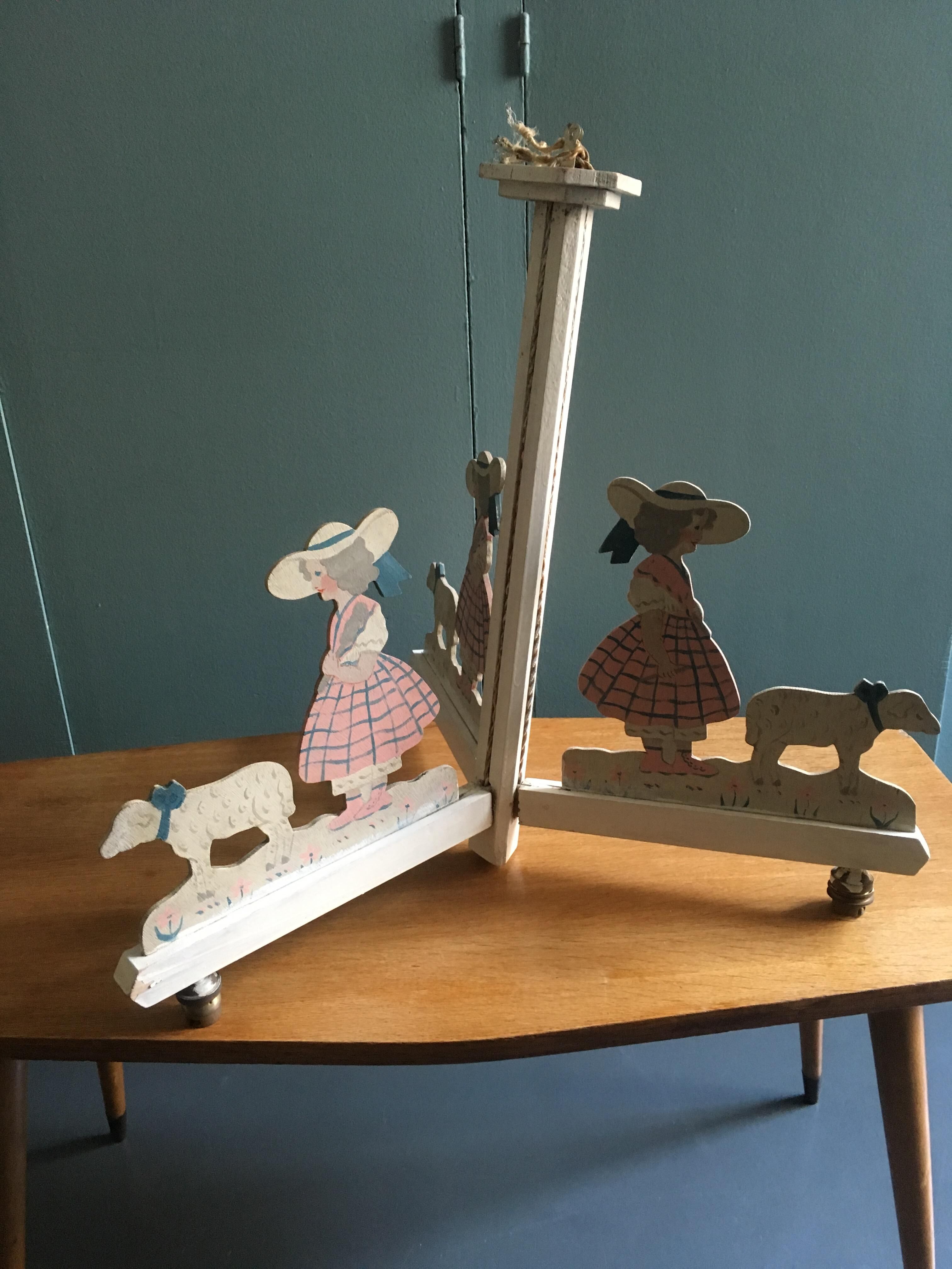 Rare children's room Art Deco style Bonnichon Bonton Bonpoint nursery chandelier