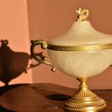 Alabaster and brass bonbonnière