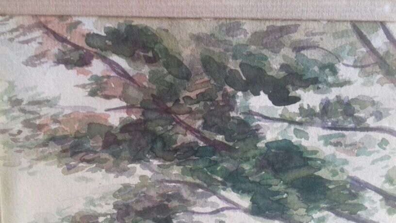 Aquarelle " arbre penché "