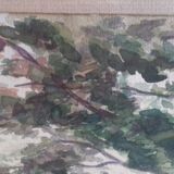 Watercolor "leaning tree"
