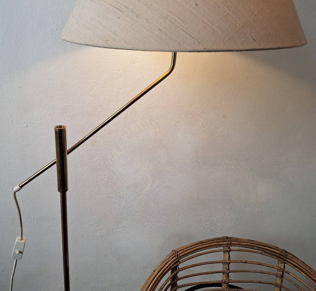 Mid century 360 deg. swing and height adjustable brass floor lamp, 1950s