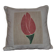 Vintage cream tulip cushion in linen with floral appliqué, 50x50 cm
