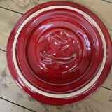 Vintage burgundy duck trivet with gold edging