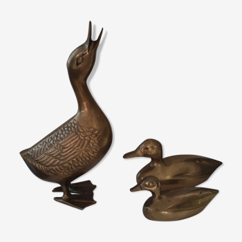 Trio de canards vintages en bronze